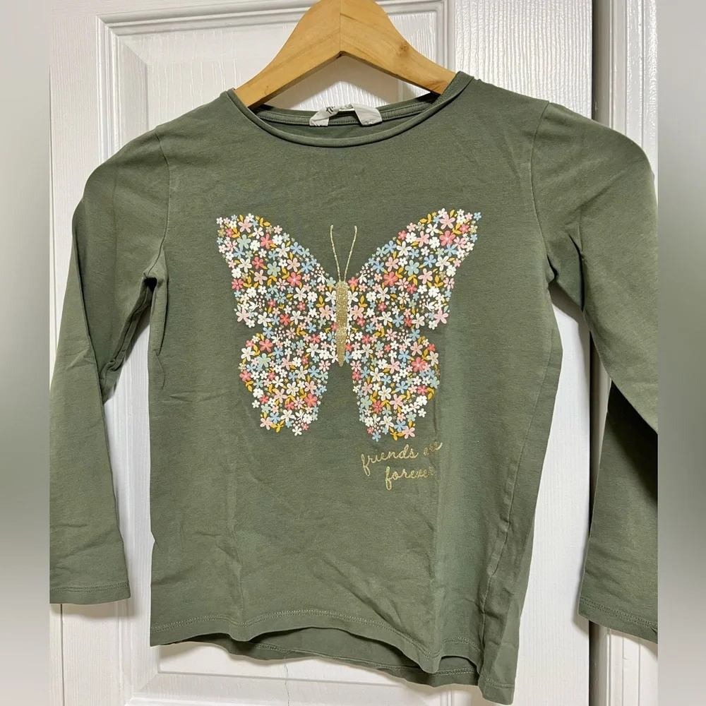 H&M Kids Butterfly Print Top Size 6-7